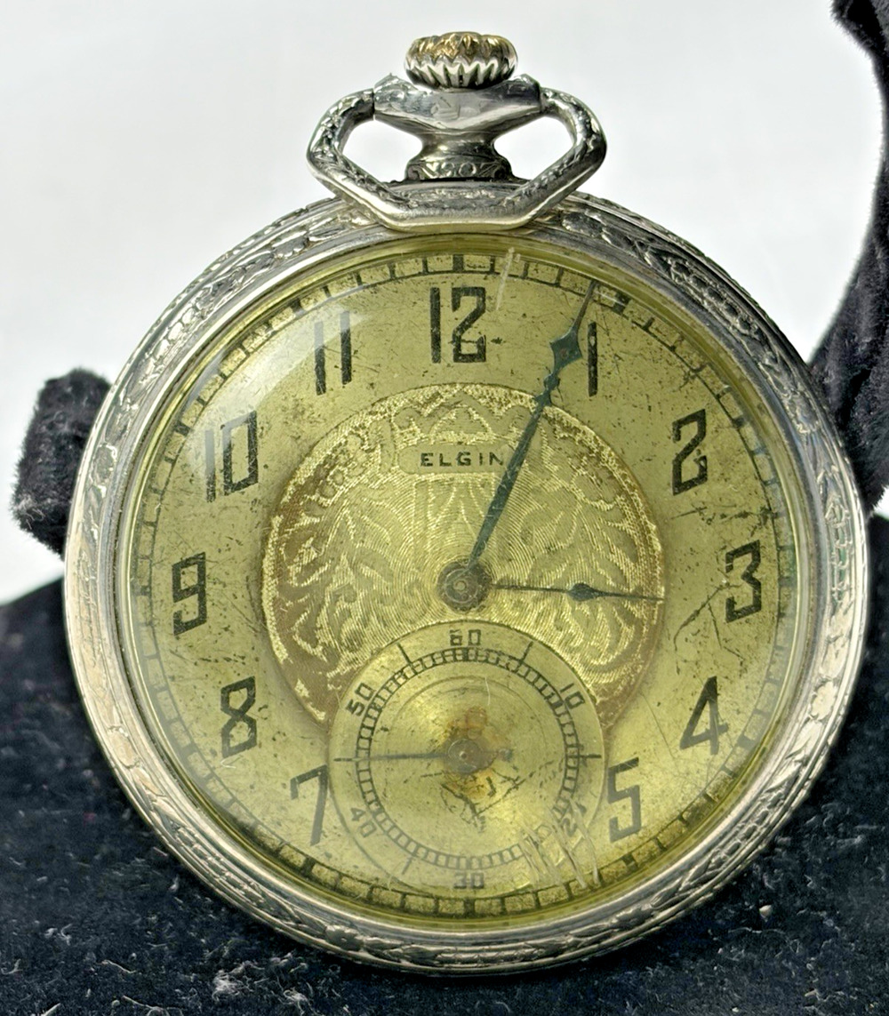 Elgin 303 12s 7 Jewel Open Face Pocket Watch 1928 Model